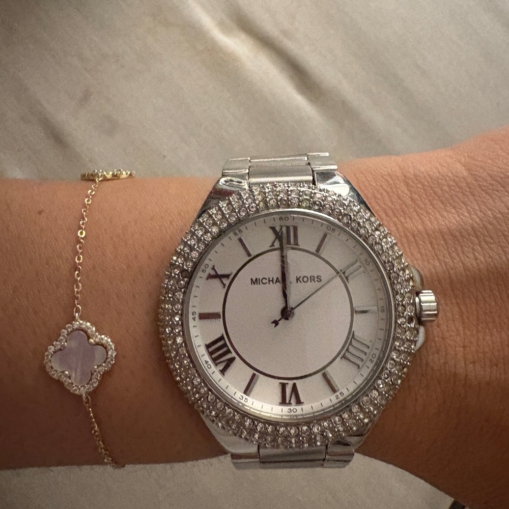 Michael Kors Silver Timepiece with Crystal Details